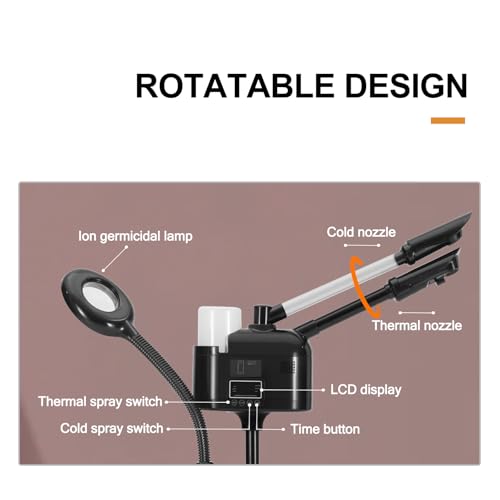 Artist hand Professional Facial Steamer with 5X LED Magnifying Lamp 3 in 1 | Hot and Cold Facial Steamer Professional Facial Machine, Esthetician Steamer for Facial Salon Spa, Fast Heating, Black - size: Black Hot & Cold & Magnifire Lamp