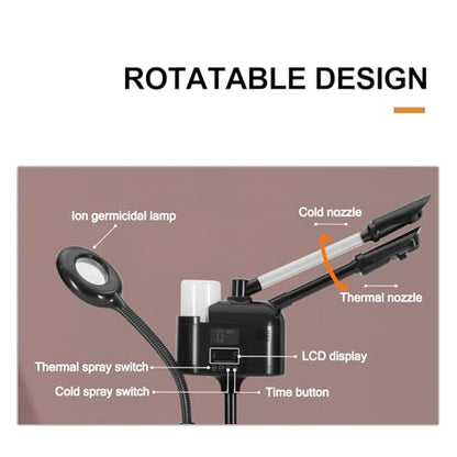 Artist hand Professional Facial Steamer with 5X LED Magnifying Lamp 3 in 1 | Hot and Cold Facial Steamer Professional Facial Machine, Esthetician Steamer for Facial Salon Spa, Fast Heating, Black - size: Black Hot & Cold & Magnifire Lamp