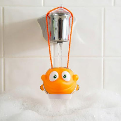 Suddy Buddy® Bubble Maker for Bathtub | Fun Kid Bubble Bath Toys | Safe Bath Bubbler for Boys & Girls Ages 3+ | Includes 1 Foam Dispenser, 1 Trading Card & 3 Super-Bubble Drops | Calvin Clownfish - style: Clownfish