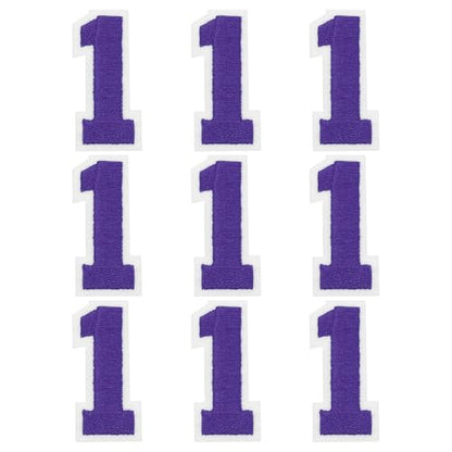 MECCANIXITY Iron on Number Patches 2" Number 1 Iron on Embroidered Patch Sew on Letter Stickers Applique for Repairing Clothing Jeans Shoes Hats DIY(Purple, Pack of 9) - style: Number 1