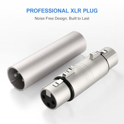Professional 4 Pack (2 Pair) XLR Adapter, Noise Free, Long-Lasting | 3 Pin XLR Female to Female & Male to Male Connector, XLR Gender Changers, Fit for Microphone, Audio Mixer, Speaker, Silver - size: 2 Pair