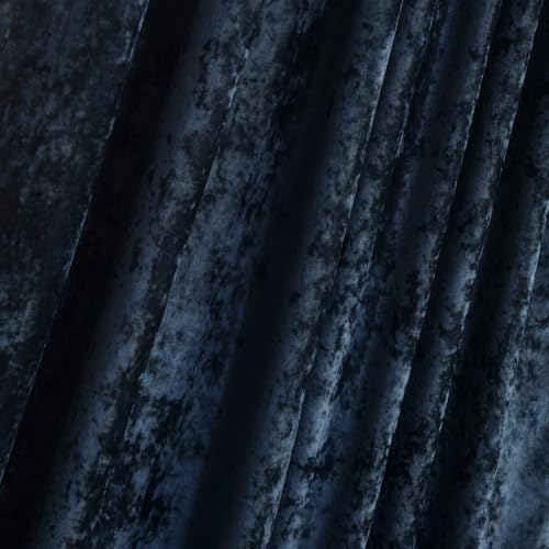 Luxury Crushed Dusty Blue Velvet Curtains 2 Panels Set - 96 inches Long Room Darkening Luxury Distressed Velvet Rod Pocket Window Drapes for Living Room Bedroom 52" W x 96" L - color: Dusty Blue, size: 52"W x 96"L (Pack of 2)