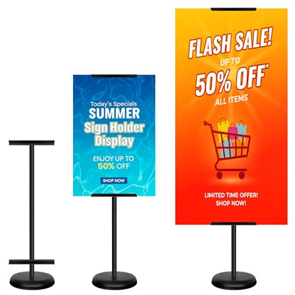 Poster Stand & Sign Holder, Single-Sided Floor Poster Board Stand with Easel Holder, 58" Adjustable Pedestal Sign Stand for Board & Foam Display at Wedding, Restaurant, Business & Events, Black - size: 1 Pack Single-Sided Poster Stand
