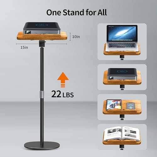 NAMON 2-in-1 Dual-use Floor & Desktop Book Stand, 100% Solid Wood, Height Adjustable from 16.5" to 51", Floor Reading Stand with Page Clip for Cookbooks, Sheet Music (Small - No Wheel - No T Tube)