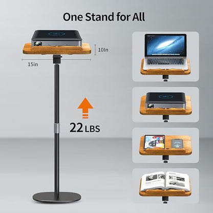 NAMON 2-in-1 Dual-use Floor & Desktop Book Stand, 100% Solid Wood, Height Adjustable from 16.5" to 51", Floor Reading Stand with Page Clip for Cookbooks, Sheet Music (Small - No Wheel - No T Tube)