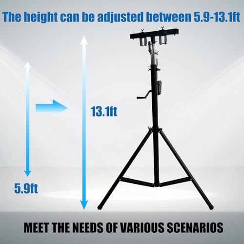 TECHTONGDA Light Trussing Stand 176LB Load Capacity DJ Light Stand, Crank Lighting Stand Speaker Truss, 5.91-13.12 FT Adjustable Height, Portable Music Equipment for Bands Clubs Stages ﻿