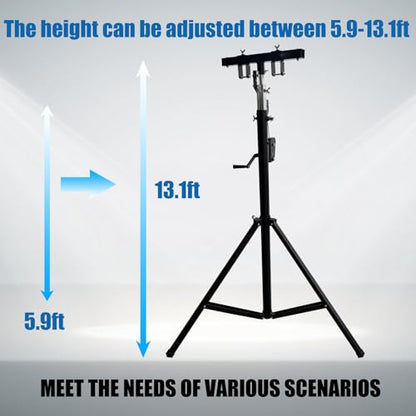 TECHTONGDA Light Trussing Stand 176LB Load Capacity DJ Light Stand, Crank Lighting Stand Speaker Truss, 5.91-13.12 FT Adjustable Height, Portable Music Equipment for Bands Clubs Stages ﻿