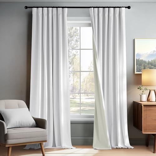 PONY DANCE 100% Blackout Cutains 90 inch Length 2 Panels Set, W52 x L90 - color: White, size: 52"W x 90"L (Pack of 2)