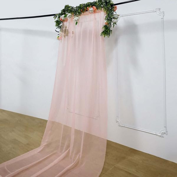 Tableclothsfactory Blush/Rose Gold Sheer Premium Chiffon Curtain Panel Backdrop Drapery with Rod Pockets | 5ft x14ft - color: Blush, size: 5ftx14ft