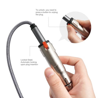 1/4 TRS 6.35mm AUX Female to XLR 3-Pin Adapter XLR Female 2Pcs, Silvery with Lock Converter Plug Cable Connector，Nickel Plated Zinc Alloy Shell, All Copper Pin Socket - color: Silvery