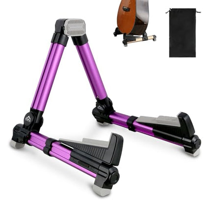 EASTROCK Portable Tripod A Frame Aluminium Music Stand,Purple | Folding Guitar Stand,for Acoustic Electric Guitars, Bass, Violin, Ukulele, Banjo - color: purple