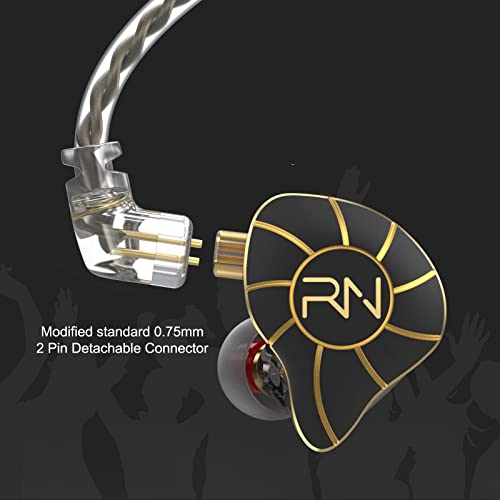 RevoNext HiFi IEM Earbuds with Microphone, 4BA+1DD Hybrid Driver Wired Earbuds, in Ear Monitor Headphones with Detachable Cable, Noise Isolating Earphones for Musicians, Gaming, Studio - color: Black