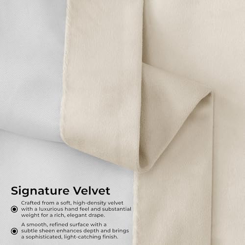 HPD Half Price Drapes Signature Grommet Blackout Velvet Curtains 84 Inches Long Heat & Full Light Blocking Blackout Curtains for Bedroom & Living Room (1 Panel), 50W x 84L, Ecru - color: Alabaster Beige, size: 50"W x 84"L (Pack of 1)