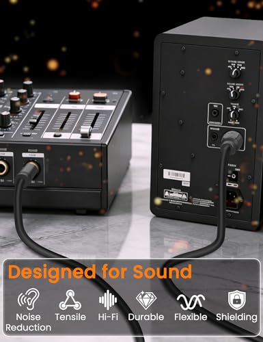 Sinoacc XLR to 1/4, XLR Male to TRS 6.35mm Cable, Quarter Inch to XLR Male Cable for Speakers, Mixers, Amplifiers - 22AWG, Dual Shielded, Balanced, Gold-Pin Connectors, 6.6ft