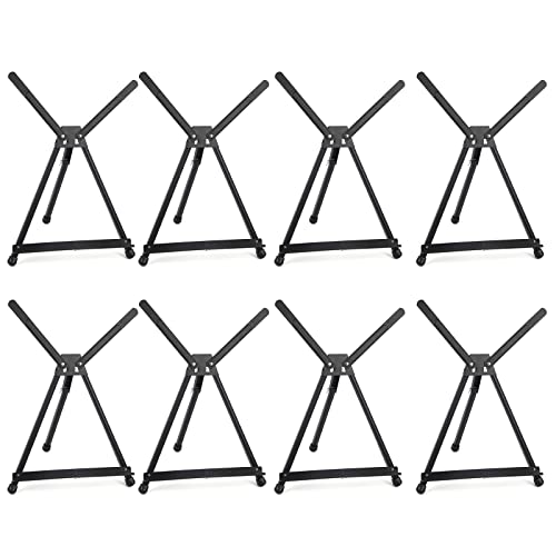 Falling in Art 8 Pack 15" to 21" Tabletop Easel for Painting &Display | Black Aluminum Tripod with Rubber Feet, Holds Canvas, Paintings, Books, Photos, Signs - style: 8 PACK