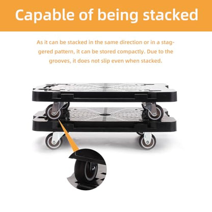 Furniture Moving Dolly With Lock,Portable, Heavy-Duty Rollers, Leg Movers for Furniture, 4-Wheel Small Flat Mover, 440 LBS/200KG Capacity,1-Pack Black Plant Dolly Cart With Brake (With Brake) - size: With Brake