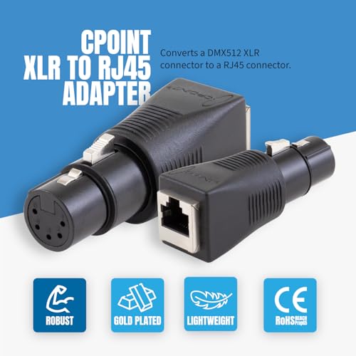 SIRS-E 2-Pack - CPoint XLR RJ45 Adapter CAT-5 Ethernet to DMX512 Cable Converter, Female 5-Pin, XLRJ45-5F - style: Female 5-Pin
