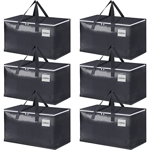 StorageRight Heavy Duty Moving Boxes-Moving Bags with Zipper, Reinforced Handles and Tag Pocket-Collapsible Moving Supplies-Totes for Storage Great for Moving, Storage and Travel 93L(Gray-6 Pack) - color: Gray, size: 6 Pack