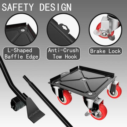 MYUEA Furniture Dolly,Furniture Movers with 5 Wheels,Carbon Steel Panel Heavy Duty Dolly,Maximum Load 3474LBS,Furniture Lifter with 5 360° Rotatable Rubber Universal Wheels(Black,6.89x6.9 in) - color: Black, size: 6.89x6.9 IN