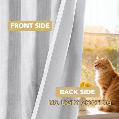 H.VERSAILTEX Velvet 100% Blackout Curtains for Living Room Full Light Blocking Curtains Thermal Insulated Room Window Drapes Soft Luxury Curtains Grommet Top 2 Panels (55" W x 84" L, White) - color: White, size: 55"W x 84"L (Pack of 2)