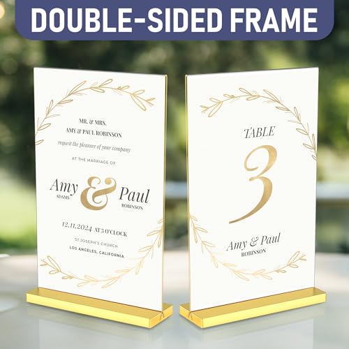 8.5x11 Luxurious Acrylic Gold Frames, 6 pack, Stunning Photo Displays, Enhance Your Event Ambience with Exquisite Gold Table Number Holders, Showcase Memories in Style with Elegant Golden Sign Holder - size: 8.5x11 (6 Pack)
