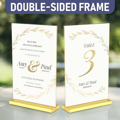 8.5x11 Luxurious Acrylic Gold Frames, 6 pack, Stunning Photo Displays, Enhance Your Event Ambience with Exquisite Gold Table Number Holders, Showcase Memories in Style with Elegant Golden Sign Holder - size: 8.5x11 (6 Pack)