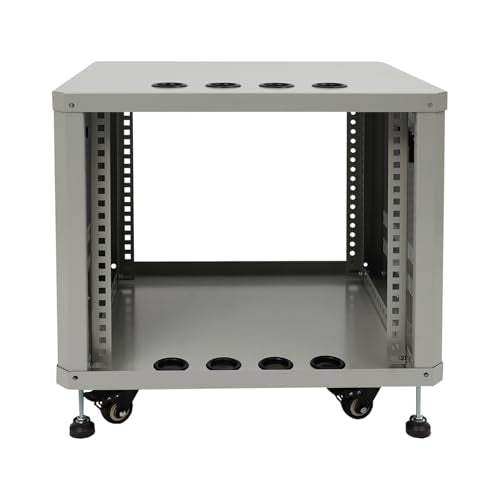 9U Audio Rack Server Racks Studio Racks with Four Wheels Component Rack for Av Equipment, NAS, Servers Rolling Network Cabinet for Home Laboratories, Recording Studios, Band Rehearsals(Grey) - color: Grey, size: 9U