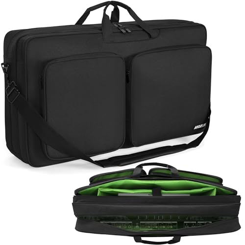 AKOZLIN Multi-layer Controller Gig Bag Padded Mixer Carry Case Fits for Pioneer RX/NI Traktor Kontrol S8/DDJ SX SX2 SX3/DDJ 800/DDJ FLX6/DDJ 1000 1000SRT/Denon MC7000 - size: 28.4"X16.5"X 5.9" for DDJ SX/1000