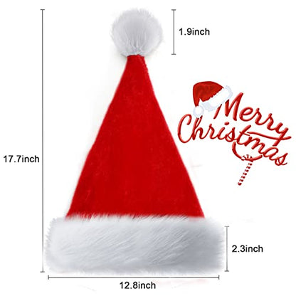 Christmas Hat for Adults/Kids/Baby, Santa Hats Unisex, Red Velvet Thicken Holiday Xmas Hat for Festive New Year Party - color: Red - Single Pack