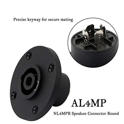 Speakon NL4FC，GELRHONR NL4 Connector Round Speaker Plug Twist Lock 4 Pole Speaker Plug Compatible with Speakon NL4FC, NL4FX, NLT4X, NL2FC, NA4LJ, NA4LJX, NL4MP, NL4MPR - 2 Pairs
