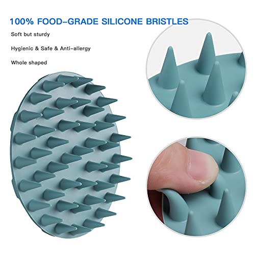 One-piece Silicone Scalp Massager Shampoo Brush Hair Wash, Gray + Green | INNERNEED Soft Bristles Scrub Head Scratcher, Head Massage Stress Relax, Wet & Dry Use for Thick Thin Curly Hair Care - color: Green