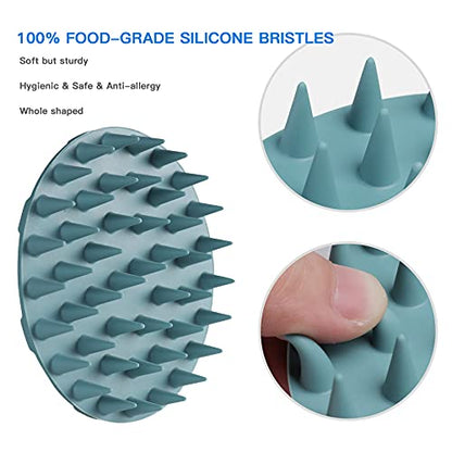 One-piece Silicone Scalp Massager Shampoo Brush Hair Wash, Gray + Green | INNERNEED Soft Bristles Scrub Head Scratcher, Head Massage Stress Relax, Wet & Dry Use for Thick Thin Curly Hair Care - color: Green