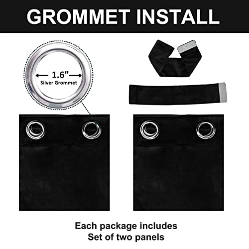 Super Soft Velvet Blackout Drapes Thermal Insulated Royal Curtains Blackout Grommet Window Curtains 2 Panels Set for W52 X L95 Inch Black - color: Black, size: 95"W x 52"L (Pack of 2)
