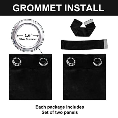 Super Soft Velvet Blackout Drapes Thermal Insulated Royal Curtains Blackout Grommet Window Curtains 2 Panels Set for W52 X L95 Inch Black - color: Black, size: 95"W x 52"L (Pack of 2)