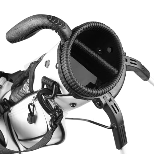 Orlimar Pitch 'N Putt Elite Sunday Golf Bag with Stand | Synthetic Leather, Lightweight, Small, Carry Handle, Rain Hood Cover, For A Few Clubs, Par 3, Driving Range, Men & Women - color: Gray/White