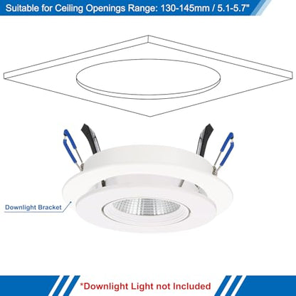 PATIKIL 18W 6.2" OD 4.7" ID Light Trim Ring, 2pcs Downlight Mounting Bracket Circular Light Cover Light Fixture for Ceiling Wall Recessed Can Downlight, White - color: White, size: 6.2" x 4.7"