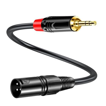 XLR to 3.5mm Balanced Cable Adapter, XLR Male Mono to 1/8 inch Mic Audio Cord for Camcorders, DSLR Cameras, Computer Recording Device and More - 1ft - style: XLR Male