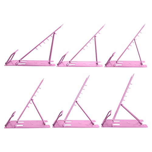 Honagu Book Stand Metal Desk Book Holder, Book Holders for Reading Hands Free, Adjustable Cookbook Documents Holder, Portable Bookstand for Music Books, Textbook, Recipe, Tablet, Ipad (Pink) - color: Pink