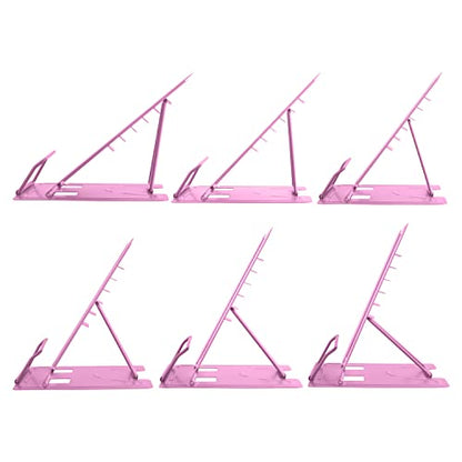 Honagu Book Stand Metal Desk Book Holder, Book Holders for Reading Hands Free, Adjustable Cookbook Documents Holder, Portable Bookstand for Music Books, Textbook, Recipe, Tablet, Ipad (Pink) - color: Pink