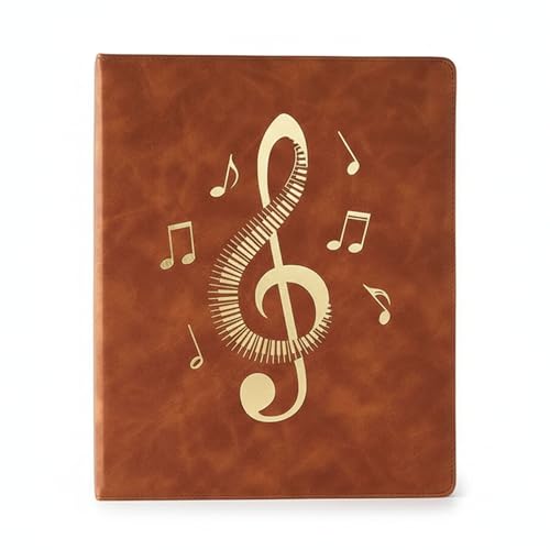 Brown Sheet Music Folder 4-Ring PU Binder 20 Non-Reflective Sheets/40 Page - color: Brown