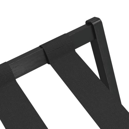 Luggage Rack for Guest Room, Foldable Suitcase Stand with Black Bamboo Frame, Heavy Duty Hotel Style Travel Accessory 27x15x23 Inches - color: Black 2