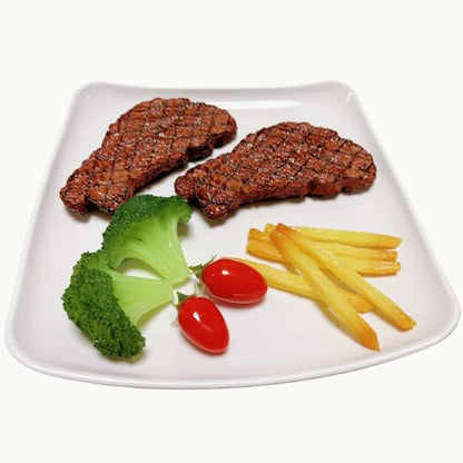 12pcs Fake Steak Model Set,2 pcs Fake Steak with Fake Broccoli Slice, Fake Tomato and Fake Fries,Simulation Food,Realistlike Steak, Fake Cooked Roast Beef,Photography Meat Props,Artificial Steak - color: 12pcs Fake Steak Model Set