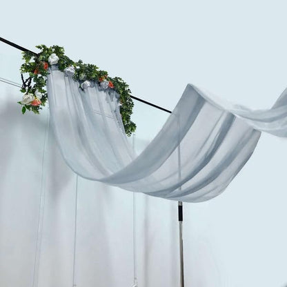 Tableclothsfactory Dusty Blue Sheer Premium Chiffon Curtain Panel Backdrop Drapery with Rod Pockets | 5ft x14ft - color: Dusty Blue, size: 5ftx14ft