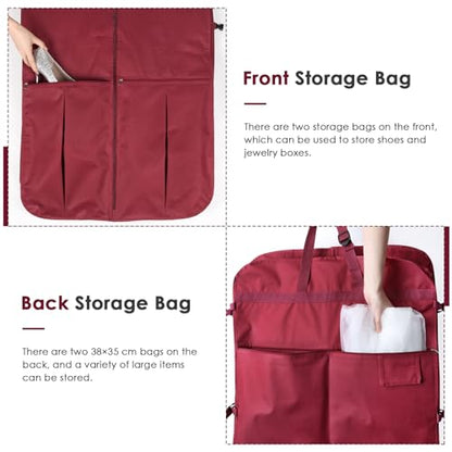 Wedding Dress Garment Bag 72" Dress Bags for Gowns Long with Accessories Pockets Bridal Garment Cover with Adjustable Handles for Wedding Dress, Prom Evening Gown - color: Burgundy
