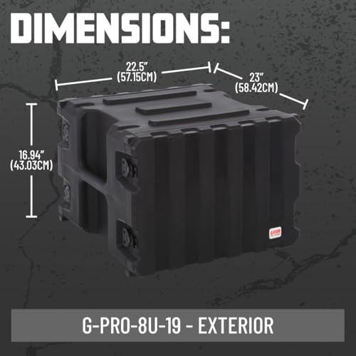 Gator Cases Pro Series 8U Rack Case with Standard 19" Depth, Roto Molded Made in USA (G-PRO-8U-19) - size: 8U Rack Space, style: Standard - 19" Deep