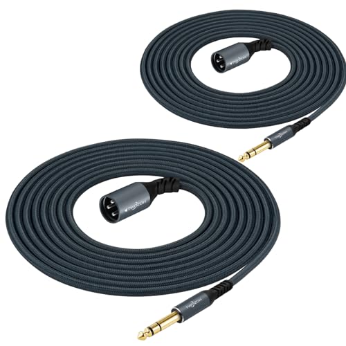 Twozoh Short XLR Male to 1/4 TRS Stereo Audio Cable 1FT 2 Pack, Braided Jack 6.35mm to XLR Male 3Pin Guitar Cable (Professional/HiFi) - color: 1/4 to XLR Male 2-Pack, size: 1FT