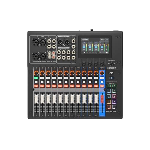 Yamaha MGX12V 18ch Digital Mixing Console, Dual USB-C Audio/Video Interface, Includes Cubase Al, WaveLab Cast LE, Basic FX Suite and Steinberg Plus Software Bundle, Black MGX12V B - size: 12-Input, style: Digital Mixer with Video - Black
