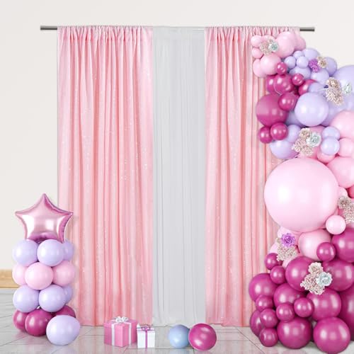PartyDelight Pink Sequin Backdrop Curtains 2x8ft 2 Panels - color: Pink, size: 24"W x 96"L (Pack of 2)