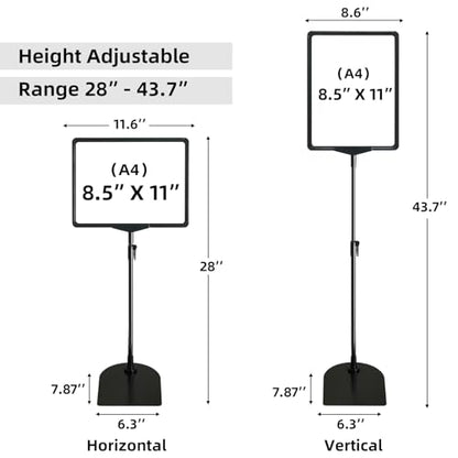 ONCEMORE Sign Holder, 8.5 x 11 Inch Sign Stand with Adjustable Height Snap Open, Reusable Sign Stands for Display Advertising Business Signage, Vertical and Horizontal Two View Modes (Black, 8 Pack) - size: 8.5"x11"-8Pcs