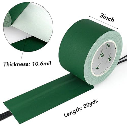 BOMEI PACK Dark Green Gaffer Tape, Matte Non-Reflective, 3inch x 20yds No Residue Hand Tear Self-Adhesive Tape for Labeling, Cable, Stage, Photo Studio, Painters and Duct Repair, 1 Pack